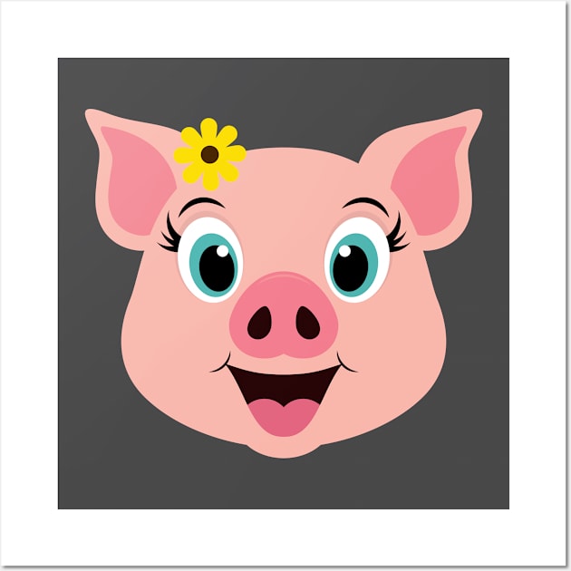 Cute Girl Pig Face Design Wall Art by CreationsForYou